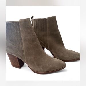 Marc Fisher Taupe Suede Ankle Bootie
